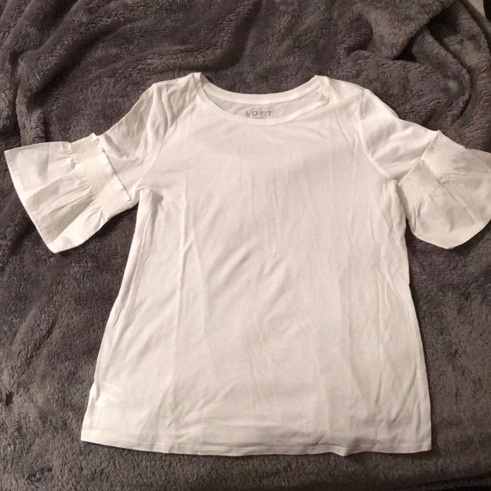 Ann Taylor Loft White Top with Dolman Sleeves. S
